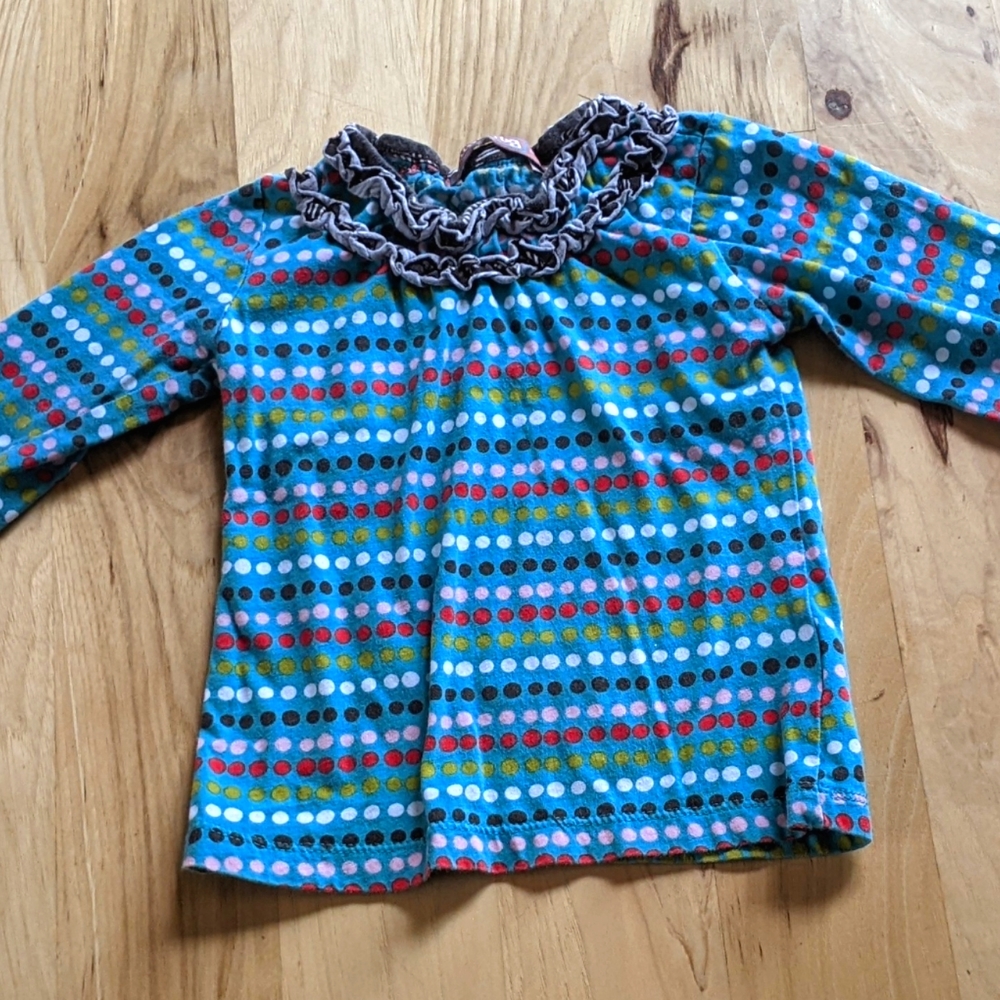 Jelly the Pug 🐶 Size 3 Rainbow Colored Ruffle Long Sleeved Top 🌈